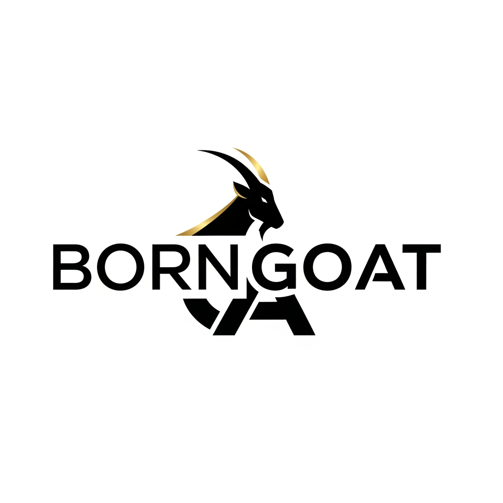 AI Design for Generate a premium, modern, and powerful logo for a sports marketing and management company named "BornGOAT".
About the brand:
BornGOAT is a sports marketing and sports management company specializing in sponsorships, branding, athlete management, partnerships, sports events, and commercial growth.
Brand personality:
Bold, elite, premium, trustworthy, ambitious, high-performance, global.
Logo requirements:
- The logo should feel strong, iconic, and memorable.
- Incorporate a goat symbol (representing Greatest Of All Time) in a modern and minimal way.
- The design should reflect leadership, excellence, dominance, and winning mentality.
- The logo should be clean, scalable, and suitable for social media, website, jerseys, presentations, and merchandise.
- Include both icon + wordmark.
- Brand name: BornGOAT
Style:
Minimal, modern, luxury sports brand aesthetic.
Color palette:
Black, white, gold, silver.
Reference vibe:
Nike, Puma, Adidas, Under Armour — premium sports branding.
Output:
Generate 1 unique logo concepts.
dont use a goat animal symbol