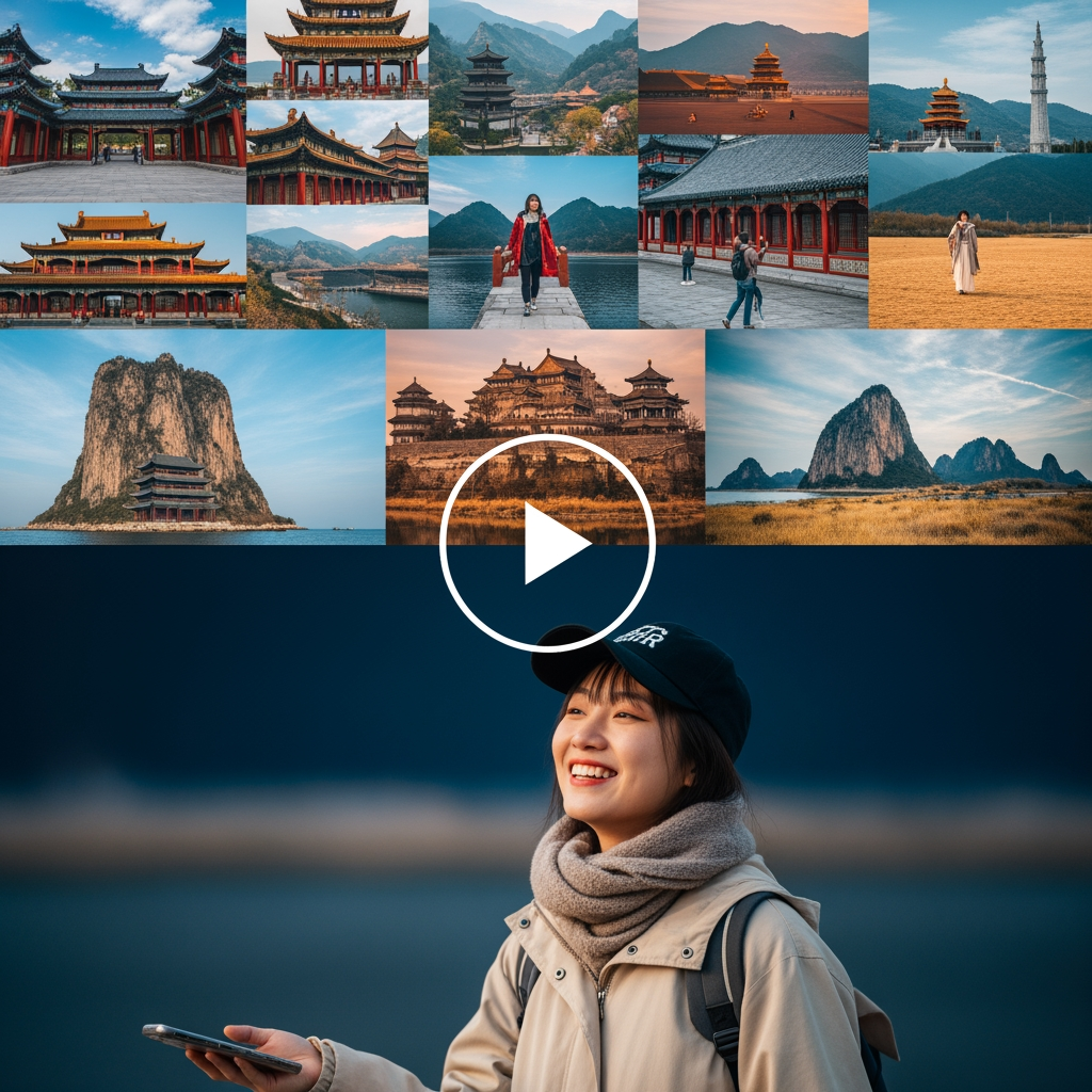 AI Design for Create a series of templates for TikTok above solo travelling to China focused on tips and beautiful pictures