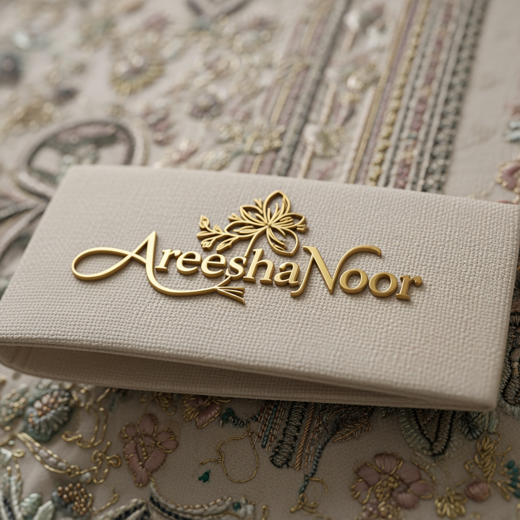 AI Design for AreeshaNoor branded cutpiece clothing work i need logo