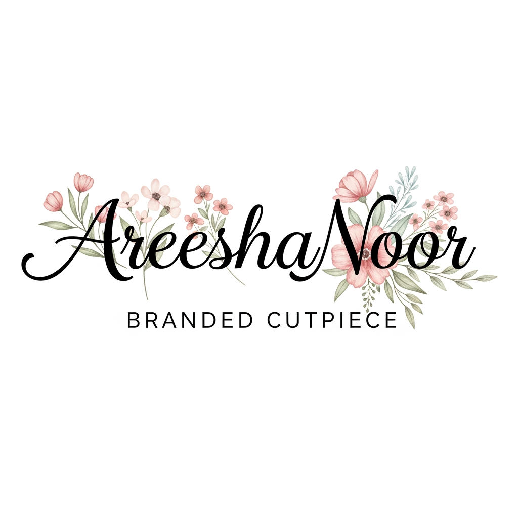 AI Design for AreeshaNoor branded cutpiece clothing work i need logo in png file with flowral types with branded cutpiece too its not png i need png file to download