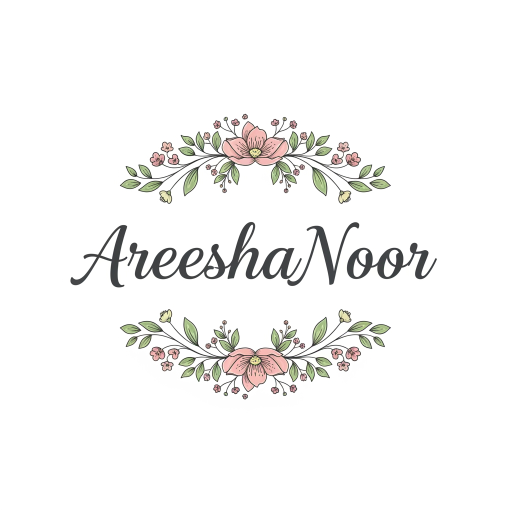 AI Design for AreeshaNoor branded cutpiece clothing work i need logo in png file with flowral types