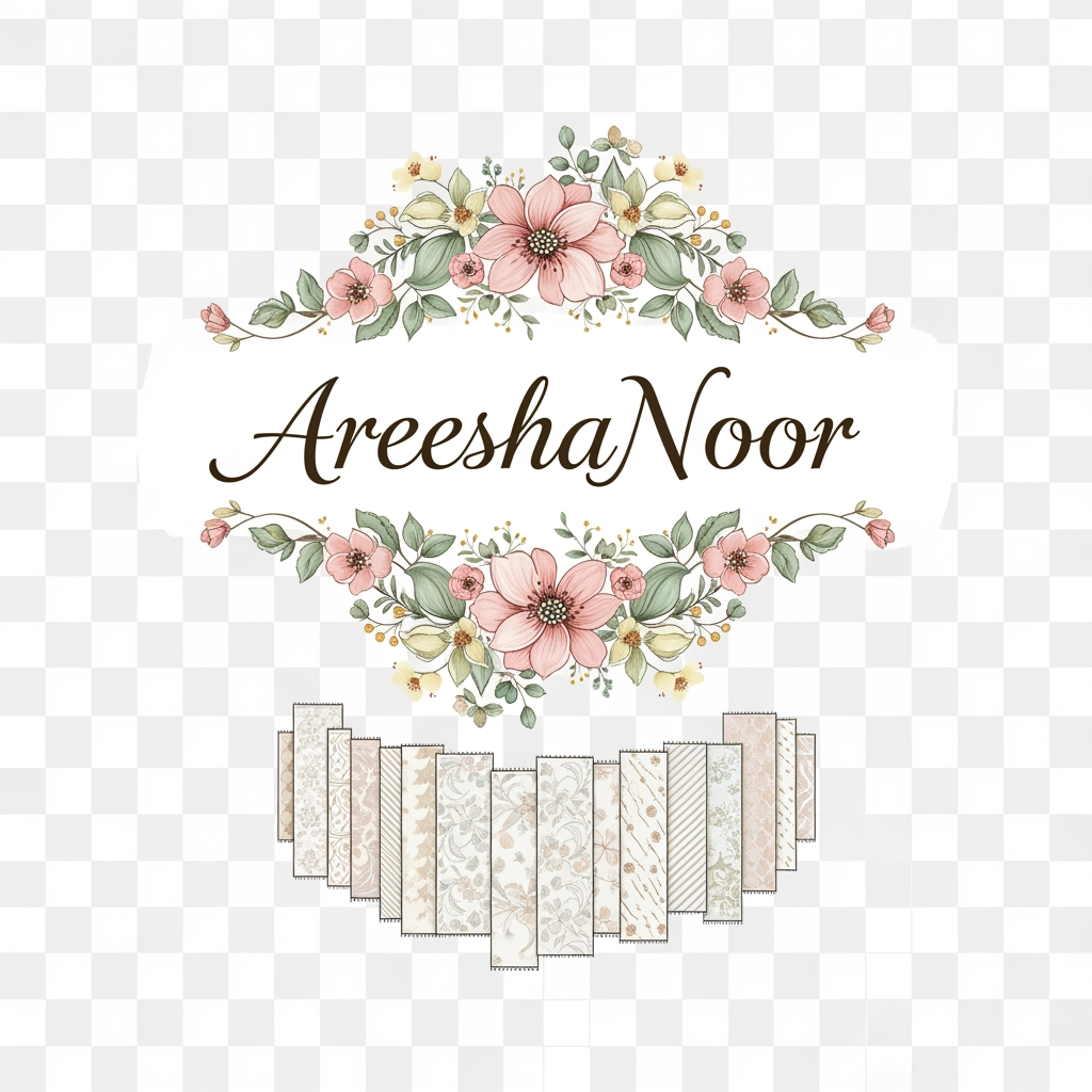 AI Design for AreeshaNoor branded cutpiece clothing work i need logo in png file with flowral types with branded cutpiece too its not png i need png file to download