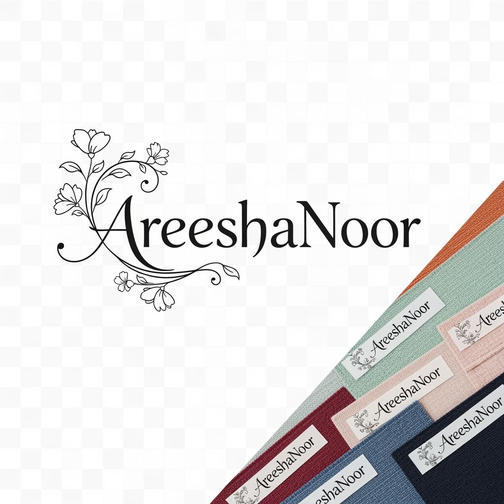 AI Design for AreeshaNoor branded cutpiece clothing work i need logo in png file with flowral types with branded cutpiece too