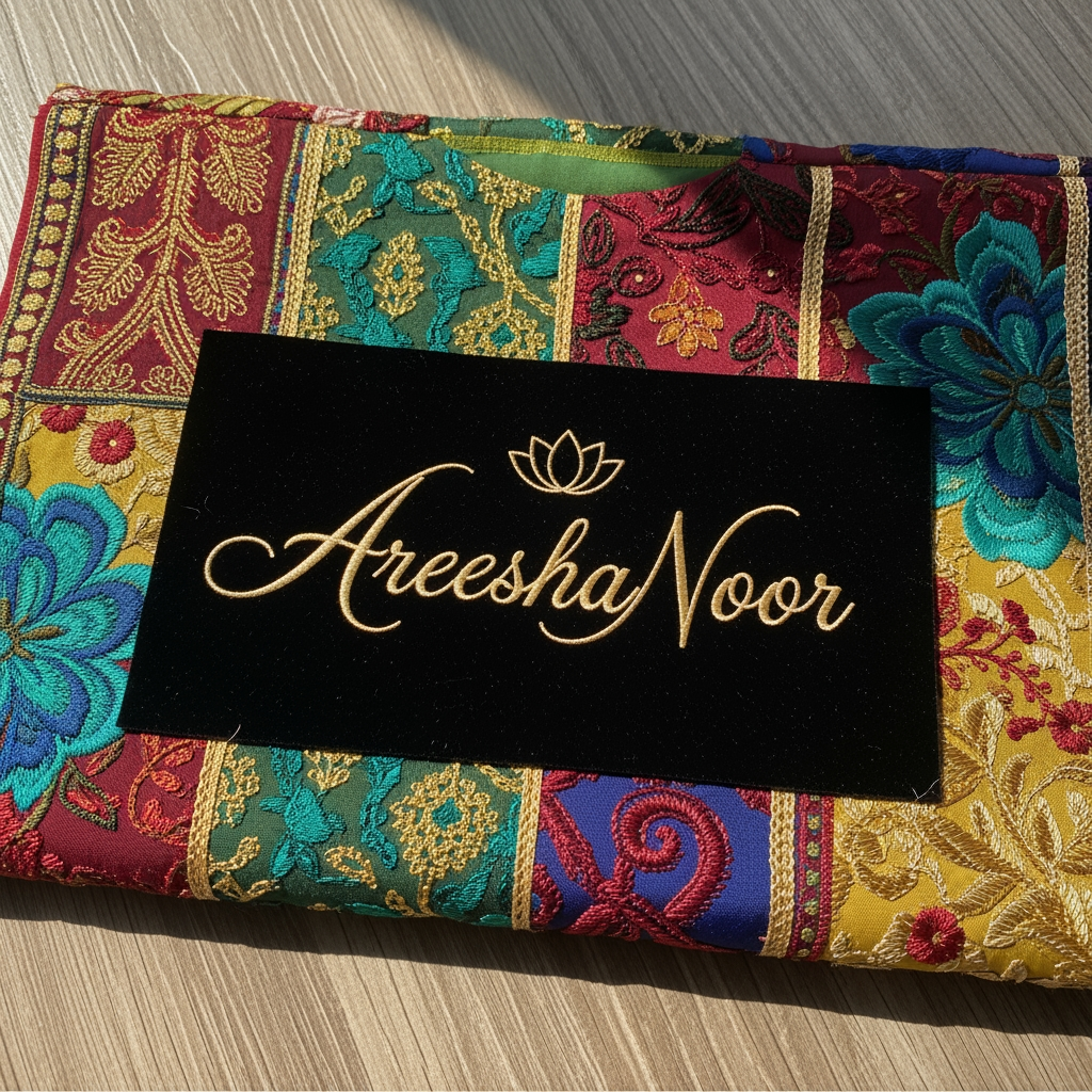 AI Design for AreeshaNoor branded cutpiece clothing work i need logo