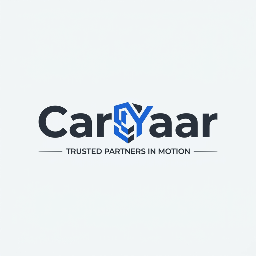 AI Design for "A professional logo for 'CarYaar'. Modern, geometric font where the 'C' and 'Y' subtly interlock, creating a sense of trust and partnership. The design is balanced, symmetrical, and sleek. Professional business style, vector art, flat design, deep charcoal and electric blue colors."