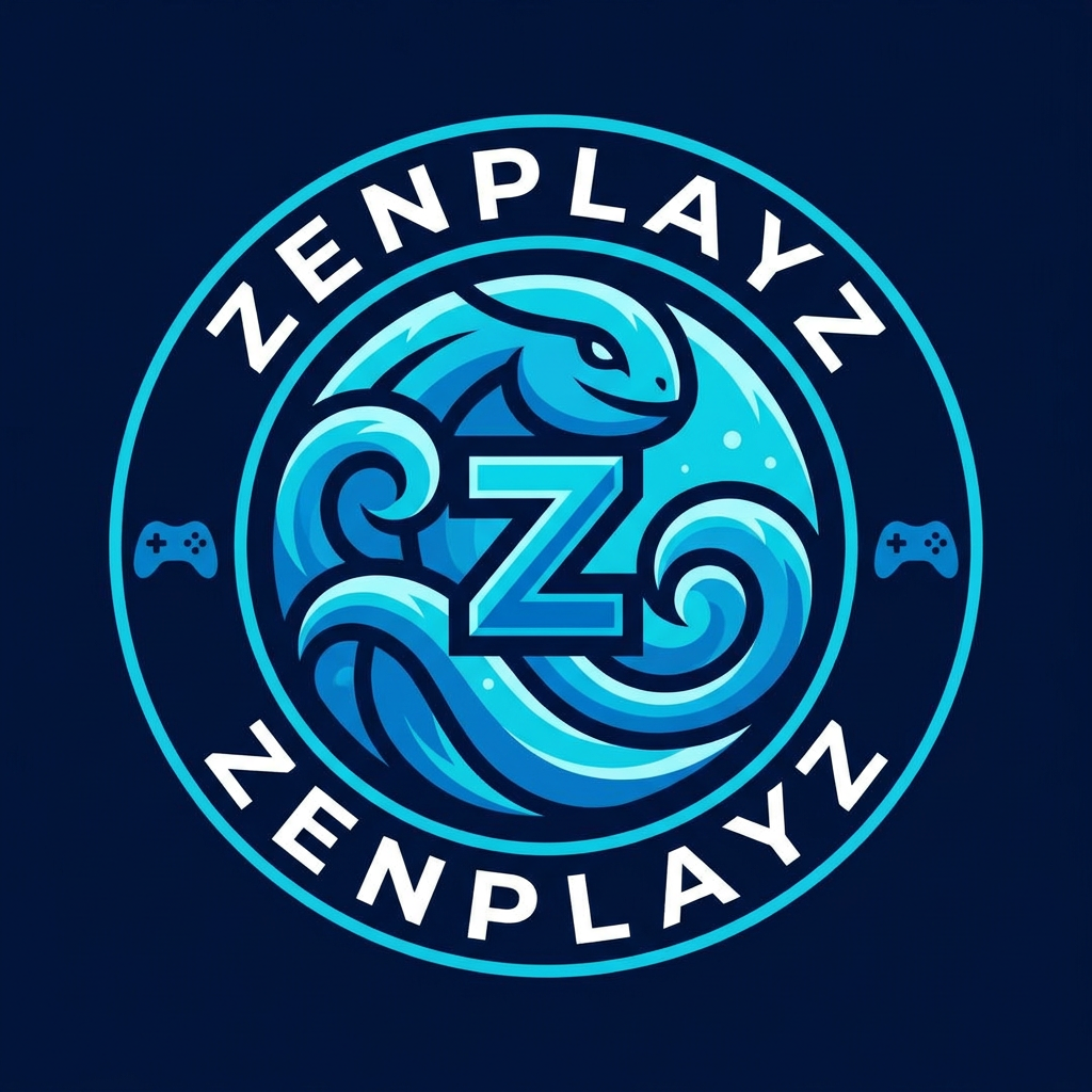 AI Design for A professional, minimalist circular gaming logo for the YouTube channel Zenplayz, featuring a stylized, modern interpretation of a water type pokemon high-contrast flat shading, and a sleek, bold aesthetic suitable for a profile avatar.