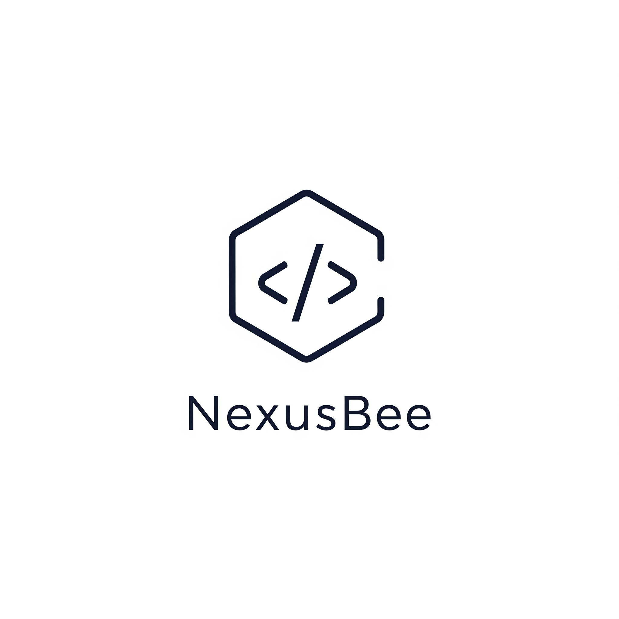 AI Design for "Minimalist logo for 'NexusBee', a web development brand. A single continuous line forming a simple hexagon outline with one corner subtly opening into a code bracket shape. One color only (deep navy or amber gold), thin even line weight, flat vector, generous white space, no gradients, no extra details, white background."
