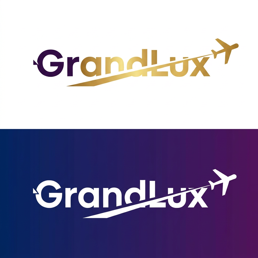make the text GrandLux and use the color gold and dark purple