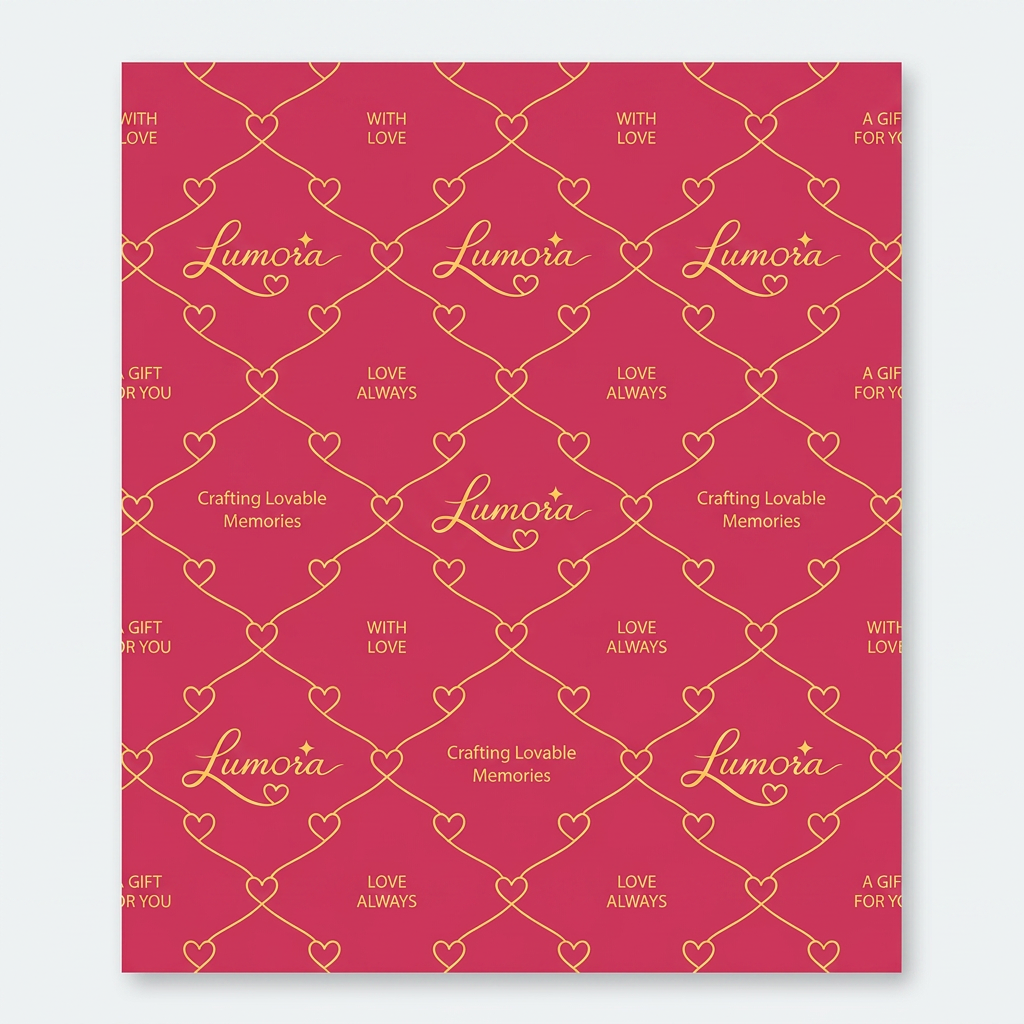 AI Design for use this logo for to make lovable gift wrapper, printable straight design