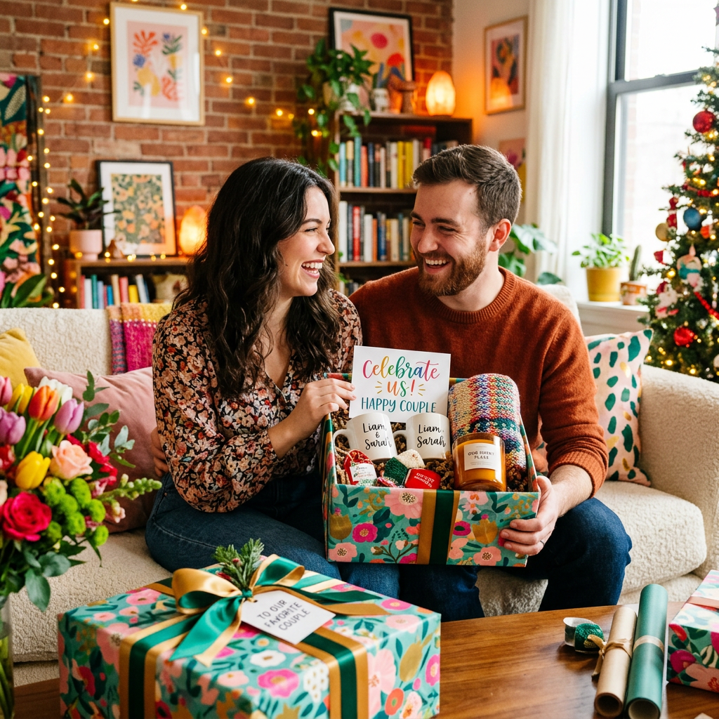 AI Design for create image for "gift for Couples" should be in very nice and colorful and nice theme