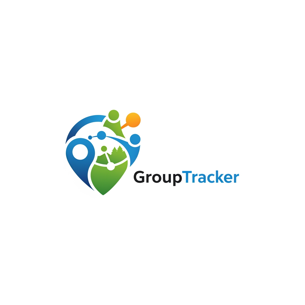 Сделай логотип компании GroupTracker векторный. Отслеживает участников группы в поездке приложение.