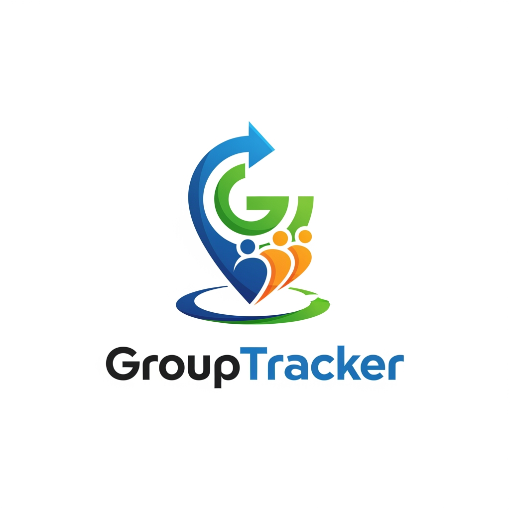 Сделай логотип компании GroupTracker векторный. Отслеживает участников группы в поездке приложение.