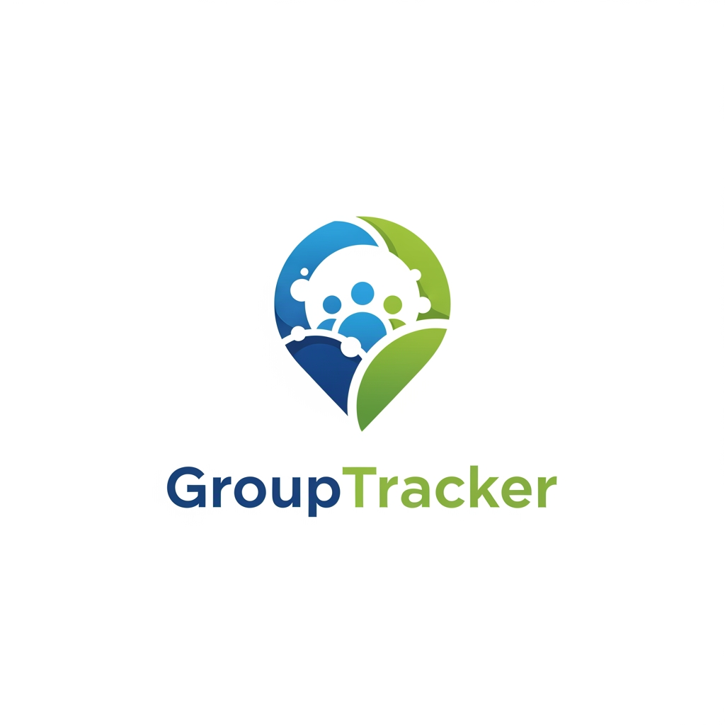 Сделай логотип компании GroupTracker векторный. Отслеживает участников группы в поездке приложение.