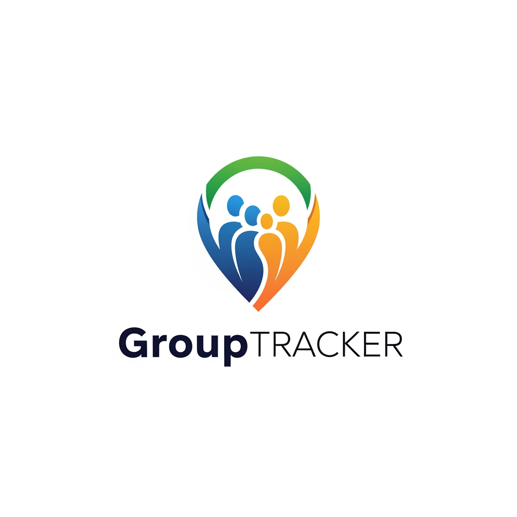 Сделай логотип компании GroupTracker векторный. Отслеживает участников группы в поездке приложение.