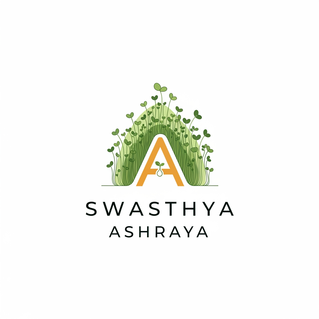 The words swasthya (स्वास्थ्य) and ashraya (आश्रय) are Sanskrit words. BSwasthya: Translates to "health" or "well-being". In Ayurveda, it literally means "being established in the self" (rooted in your natural state of balance).Ashraya: Translates to "shelter," "refuge," or "abode".

So i need a logo design for a business that is indian and grow microgreens minimalistic

It shd be a desi aesthic modern genz feel but minimalistic and have hidden meanings