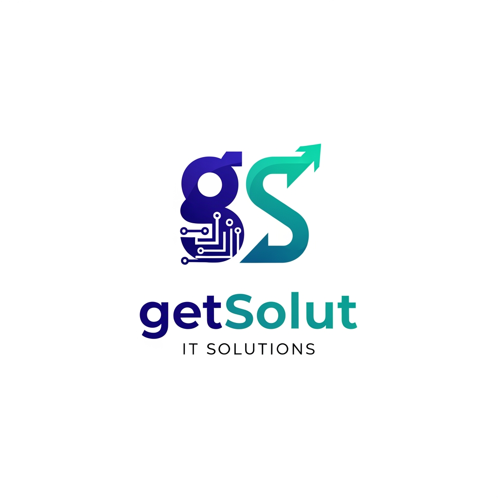 getSolut brand logo in tech IT solution in unique