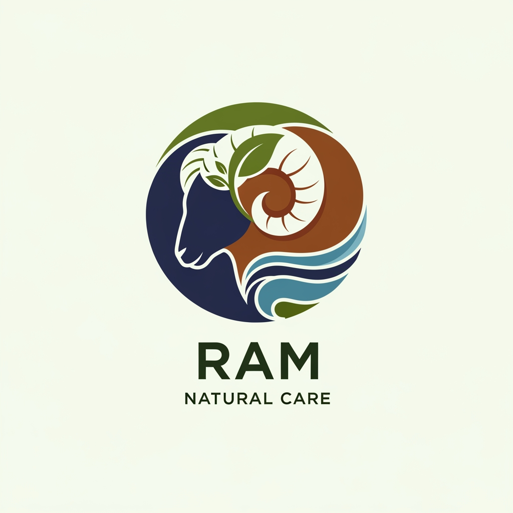 AI Design for RAM Natural Care company logo unique and creative