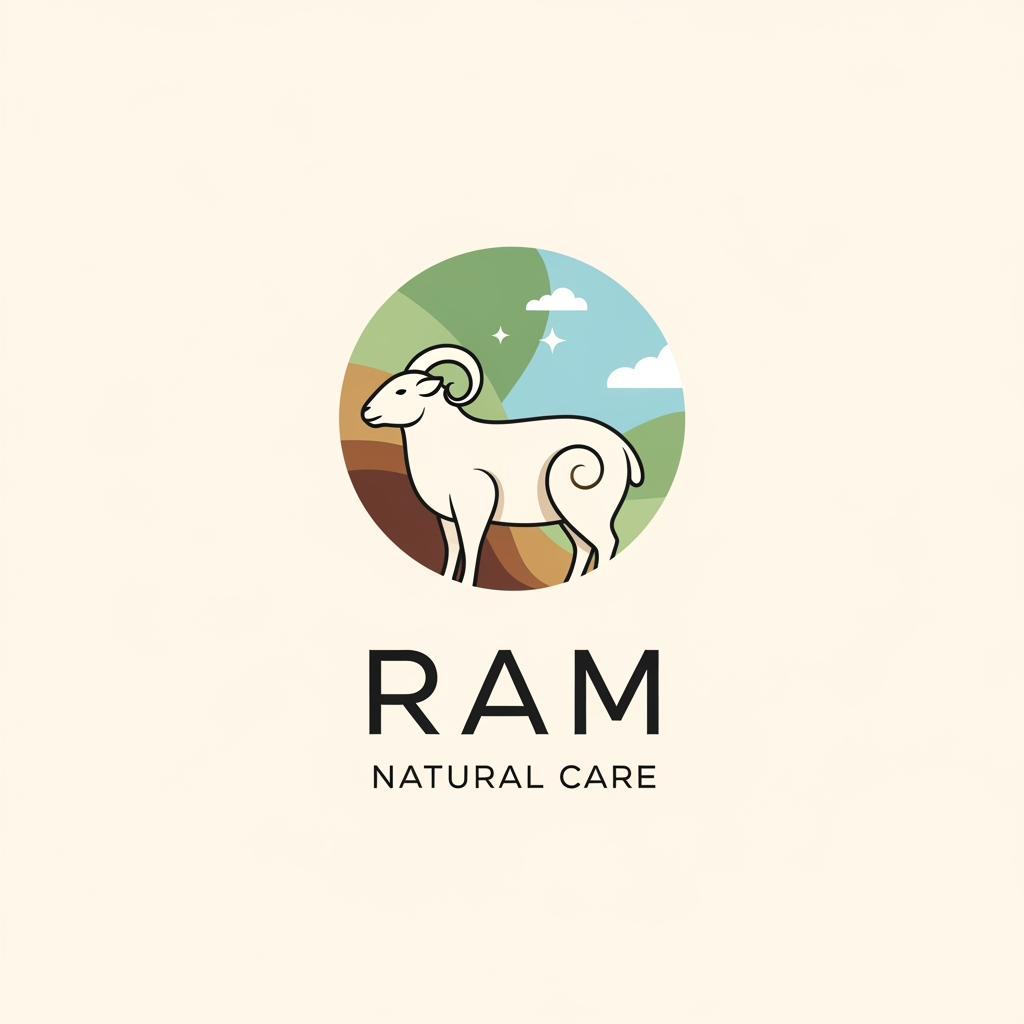 AI Design for RAM Natural Care company logo unique and creative remove goat logo unique logo soap company