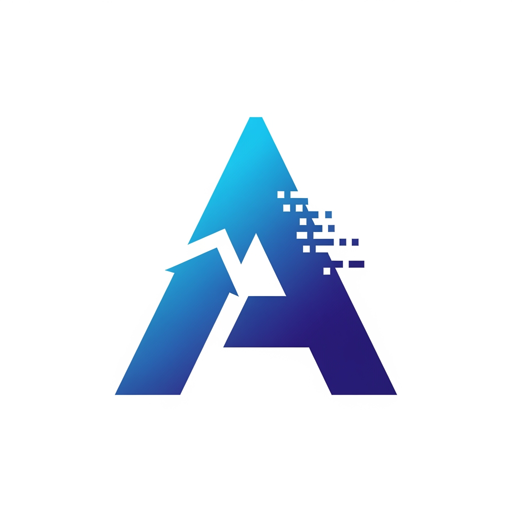 Design a modern,Elegant, aesthetic vector logo for a software and web development company named "Ascend Labs". Create only the icon (no text, no tagline, no background elements). The logo should feature a futuristic geometric letter "A" combined with a subtle upward arrow to symbolize growth, innovation, and scalability. Incorporate digital pixel/glitch accents on one side to represent technology, software, AI, and speed. Use sharp angular lines, perfect symmetry, and a premium blue-to-indigo gradient (#00A8FF → #2563EB → #1E3A8A). Flat vector style with clean edges, negative space, and no shadows or 3D effects. The design should be memorable, scalable, and suitable for websites, mobile apps, GitHub, favicons, and branding. Place the logo centered on a transparent background. The final result should resemble the branding quality of companies like Stripe, Linear, Vercel, or OpenAI—simple, iconic, and instantly recognizable.