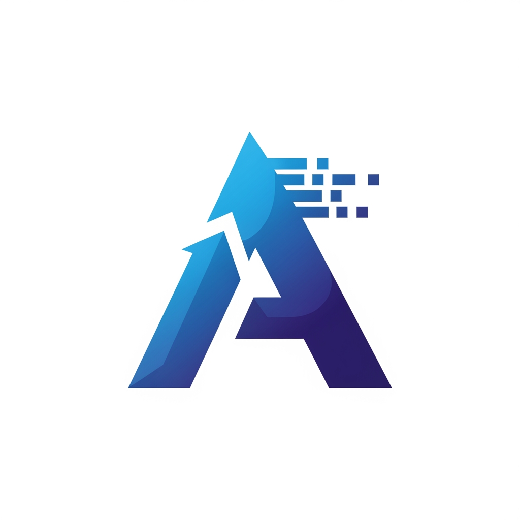 Design a modern,Elegant, minimalist vector logo for a software and web development company named "Ascend Labs". Create only the icon (no text, no tagline, no background elements). The logo should feature a futuristic geometric letter "A" combined with a subtle upward arrow to symbolize growth, innovation, and scalability. Incorporate digital pixel/glitch accents on one side to represent technology, software, AI, and speed. Use sharp angular lines, perfect symmetry, and a premium blue-to-indigo gradient (#00A8FF → #2563EB → #1E3A8A). Flat vector style with clean edges, negative space, and no shadows or 3D effects. The design should be memorable, scalable, and suitable for websites, mobile apps, GitHub, favicons, and branding. Place the logo centered on a transparent background. The final result should resemble the branding quality of companies like Stripe, Linear, Vercel, or OpenAI—simple, iconic, and instantly recognizable.