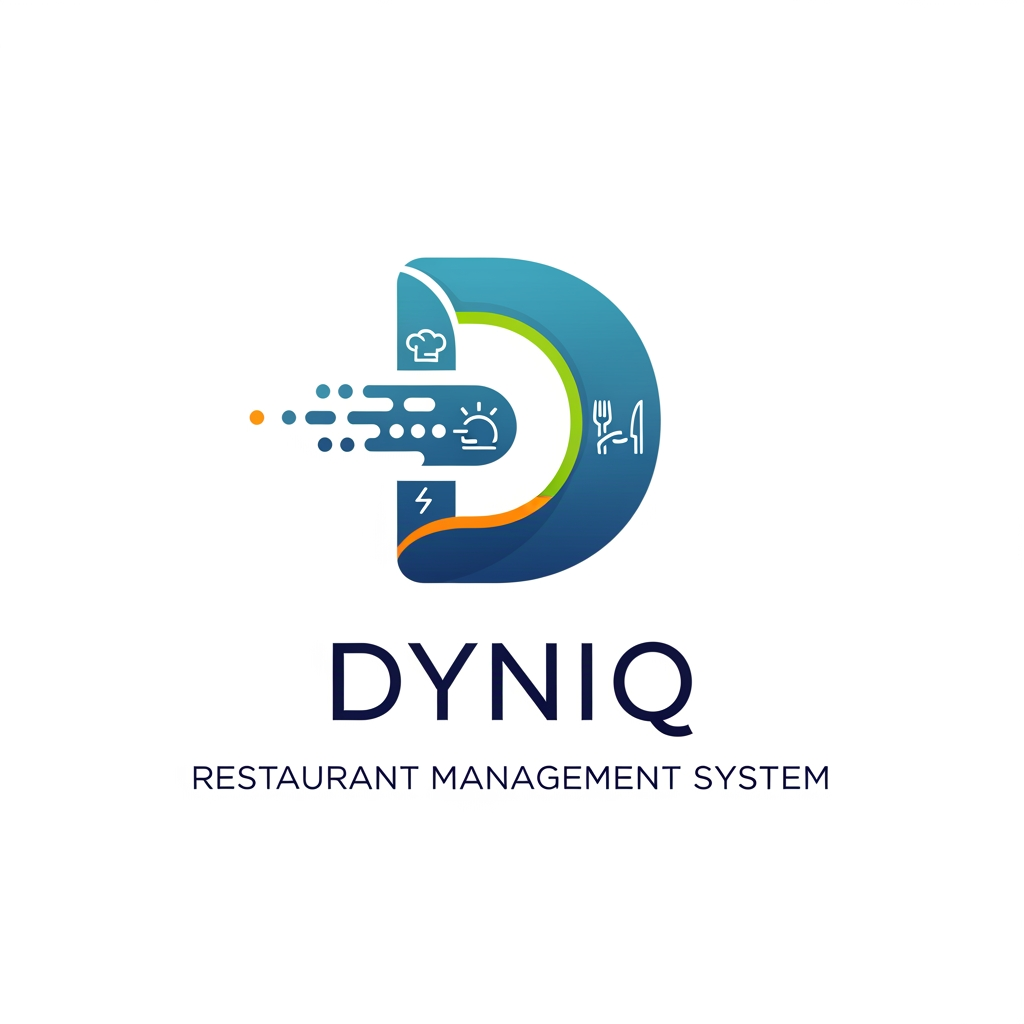 smart restaurant managment queue and kitchen operating system named as Dyniq can u plz create a proffesional and attractive logo for it more suitable and impressive