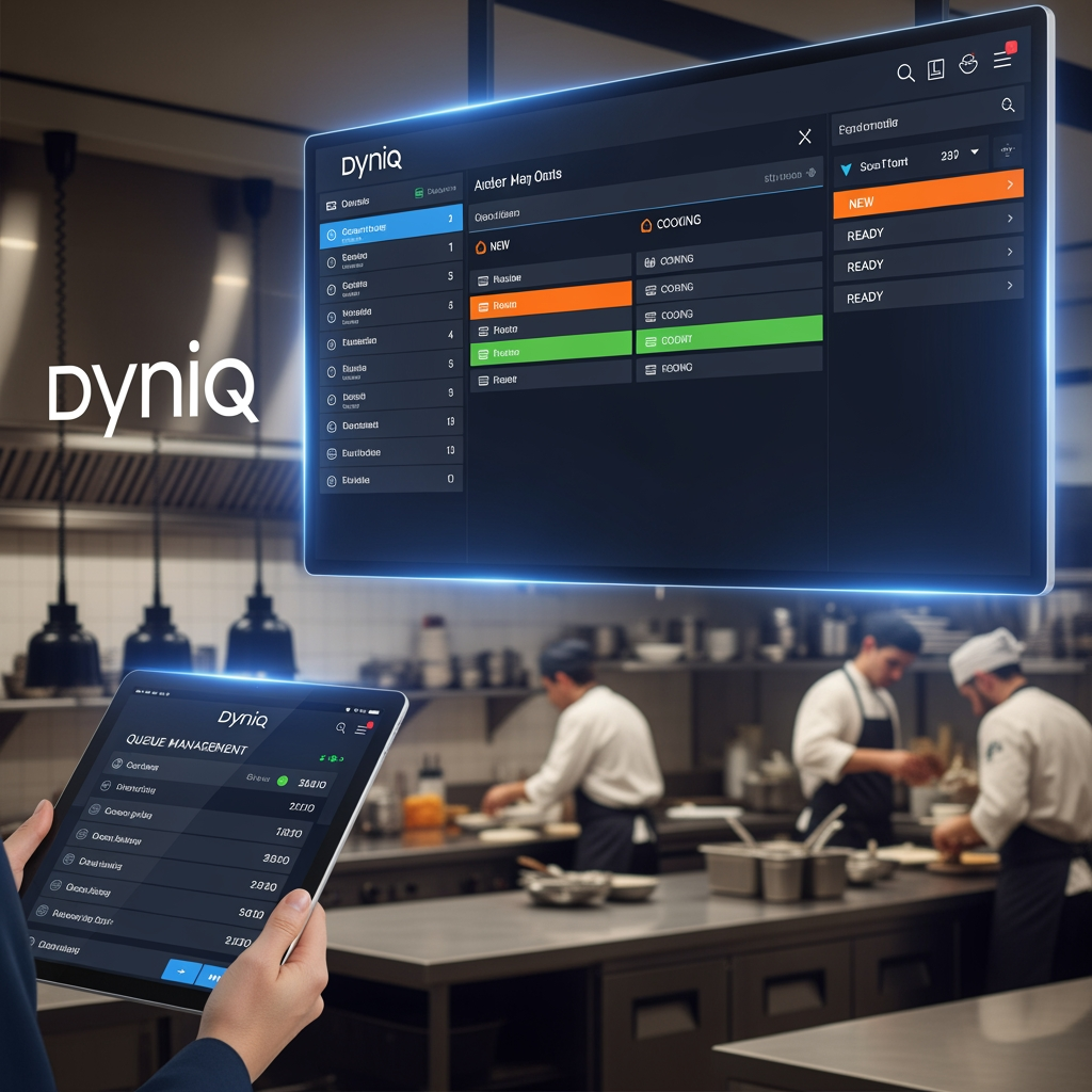 smart restaurant managment queue and kitchen operating system named as Dyniq