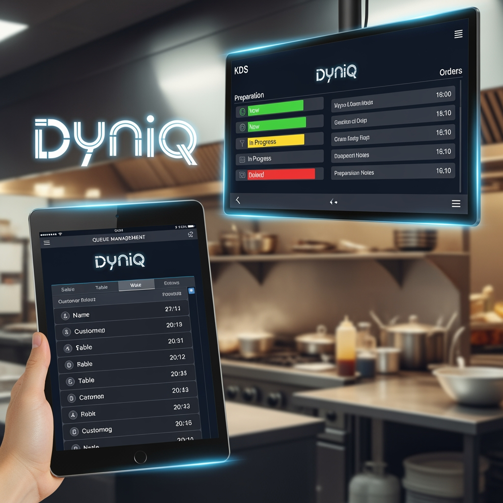 smart restaurant managment queue and kitchen operating system named as Dyniq