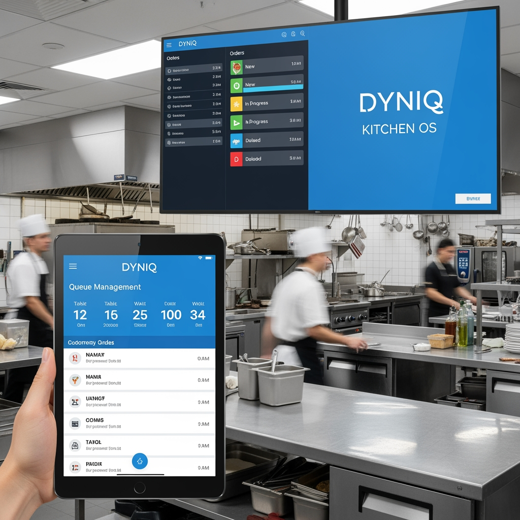smart restaurant managment queue and kitchen operating system named as Dyniq