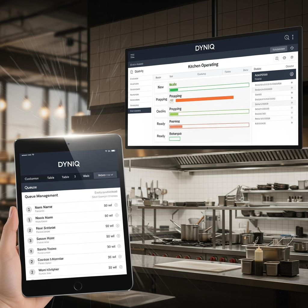 smart restaurant managment queue and kitchen operating system named as Dyniq