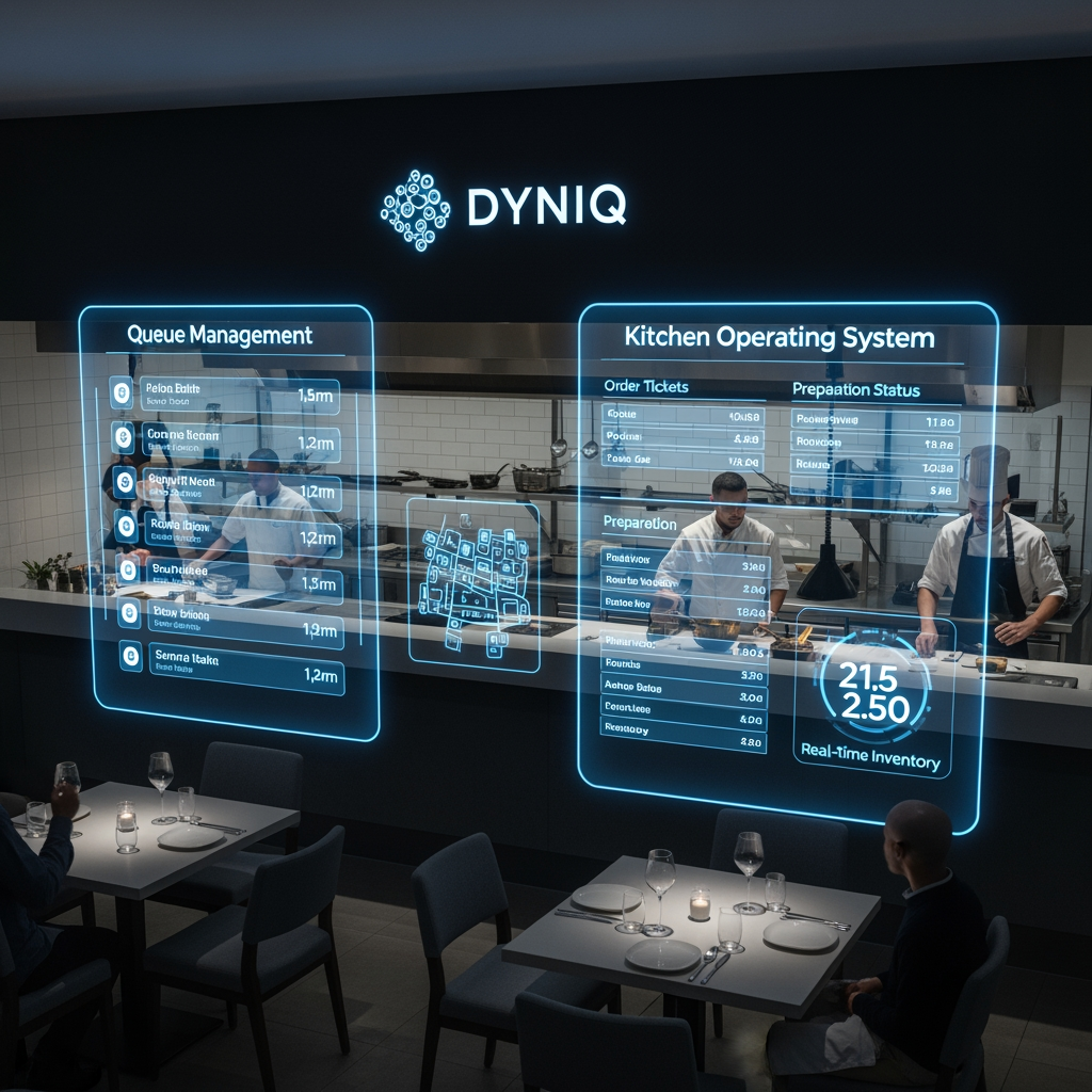 smart restaurant managment queue and kitchen operating system named as Dyniq