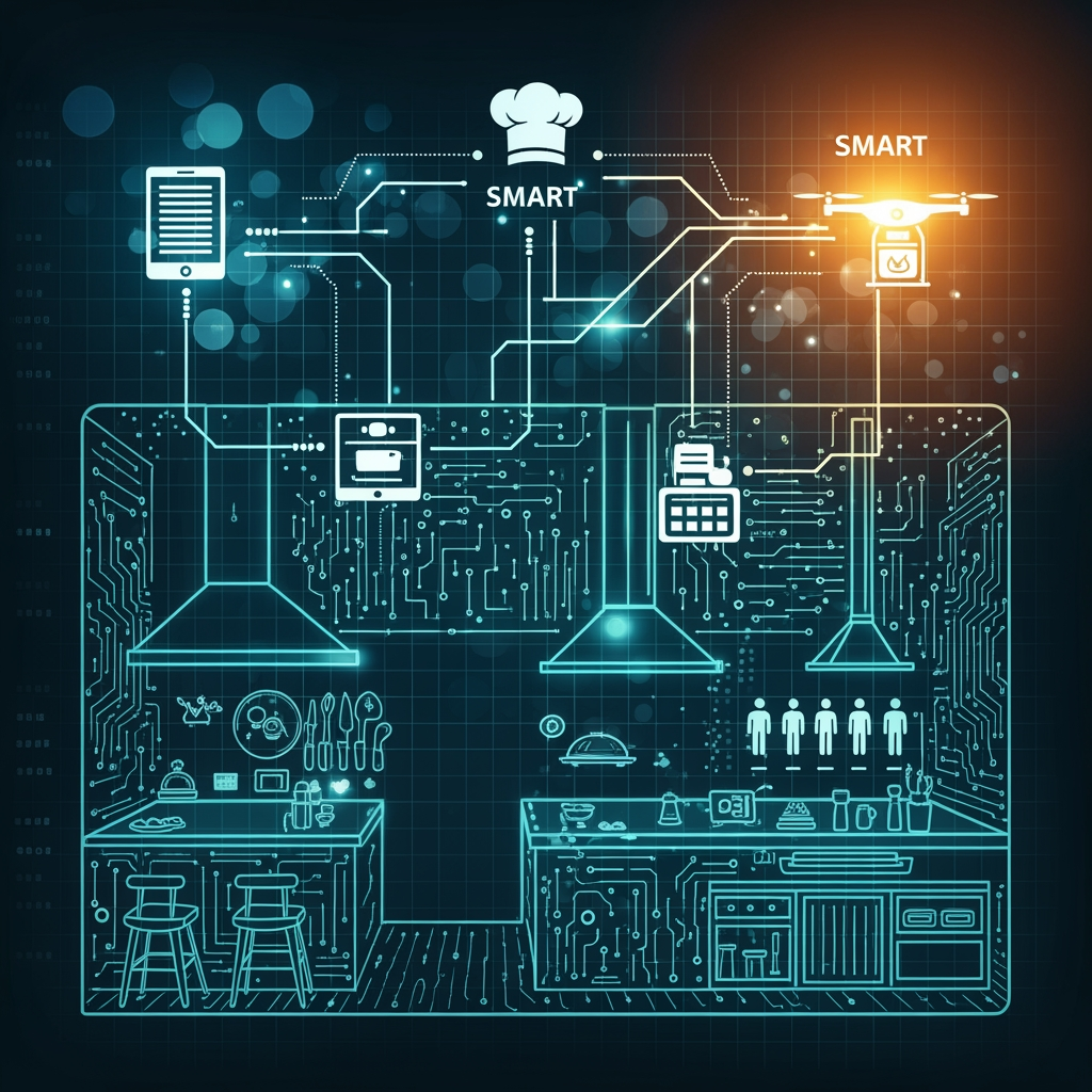 okay now create a background image for topic of (smart restaurant management & kitchen queue operating system)