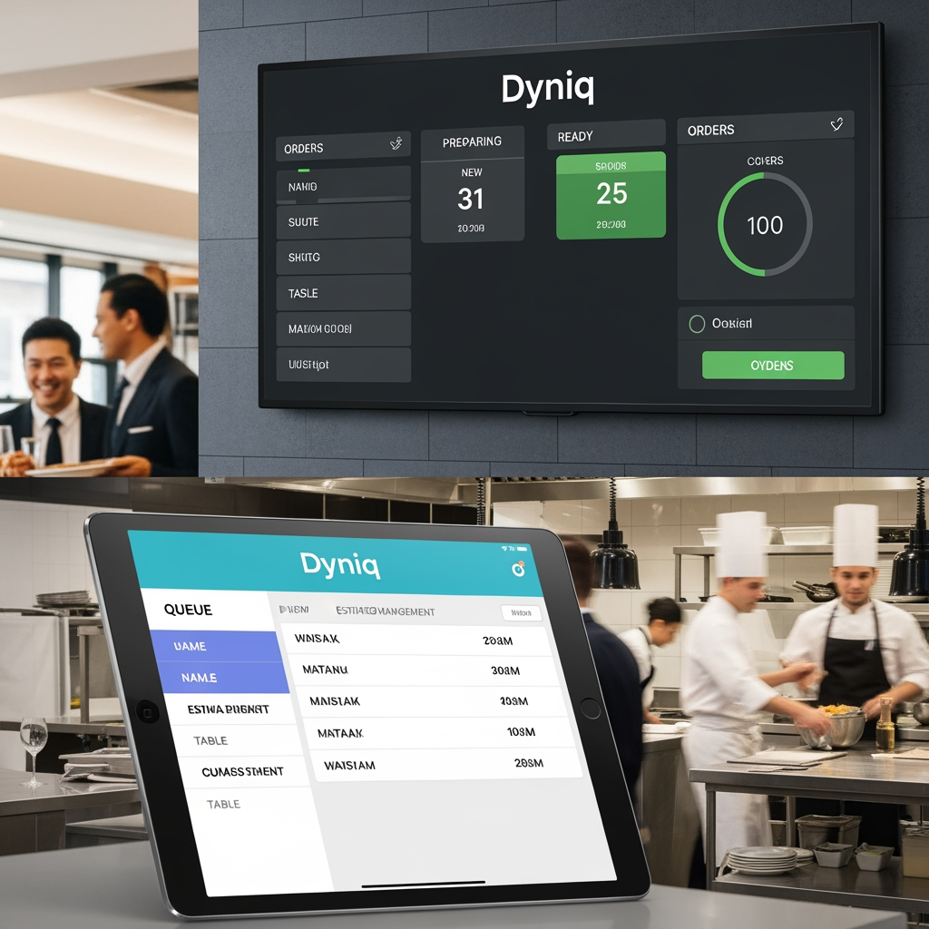 smart restaurant managment queue and kitchen operating system named as Dyniq
