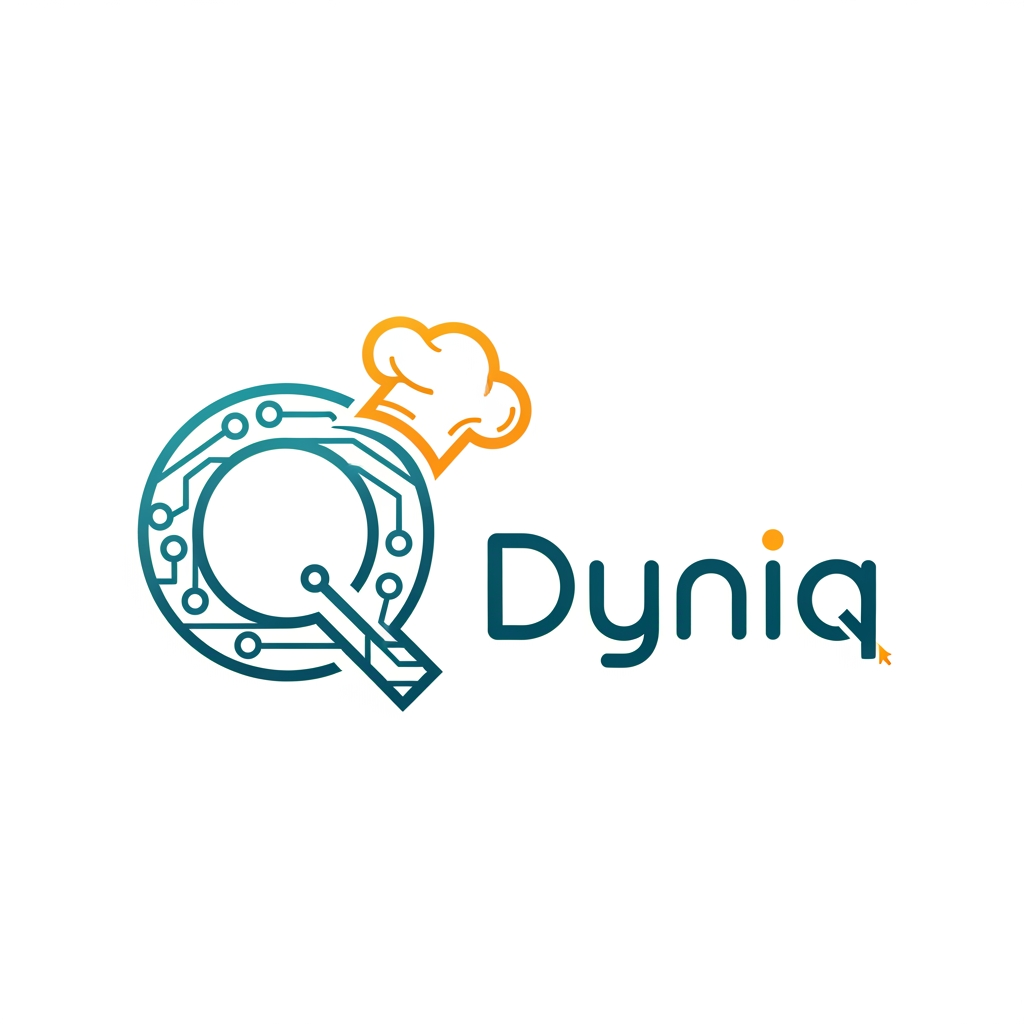 smart restaurant managment queue and kitchen operating system named as Dyniq can u plz create a proffesional and attractive logo for it more suitable and impressive
