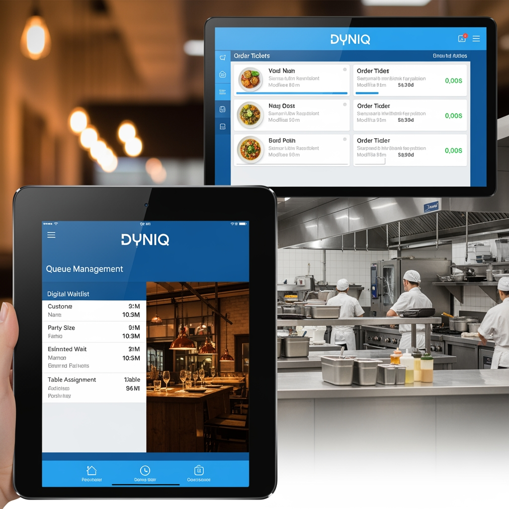 smart restaurant managment queue and kitchen operating system named as Dyniq
