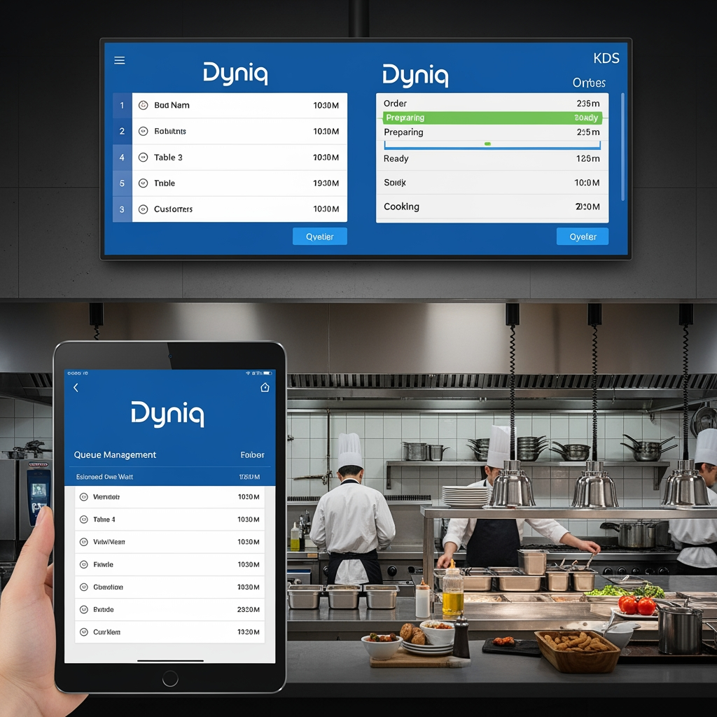 smart restaurant managment queue and kitchen operating system named as Dyniq