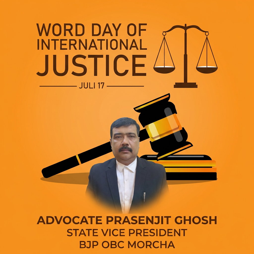 AI Design for add this small beneath left of 1st images melt with image background and mention " ADVOCATE PRASENJIT GHOSH STATE VICE PRESIDENT BJP OBC MORCHA
" beneath the whole photo