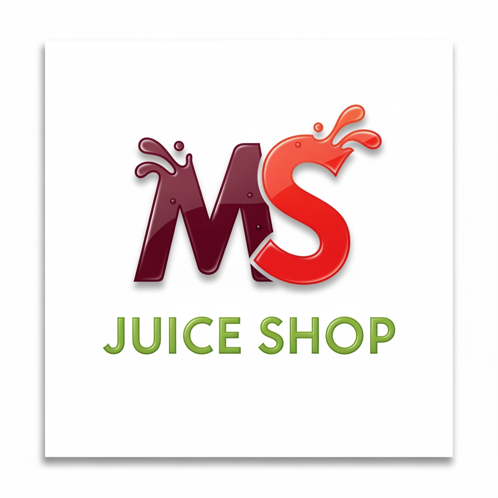 i want to create logo for juice shop.  title is "MS" Juice Shop. make it MS letter  as logo and keep the text below. make it MS letter suits somting like this.. any more options use red and meron color and green for the juice shop text somting like that . image size shoud be 8inchX8inch high resolution