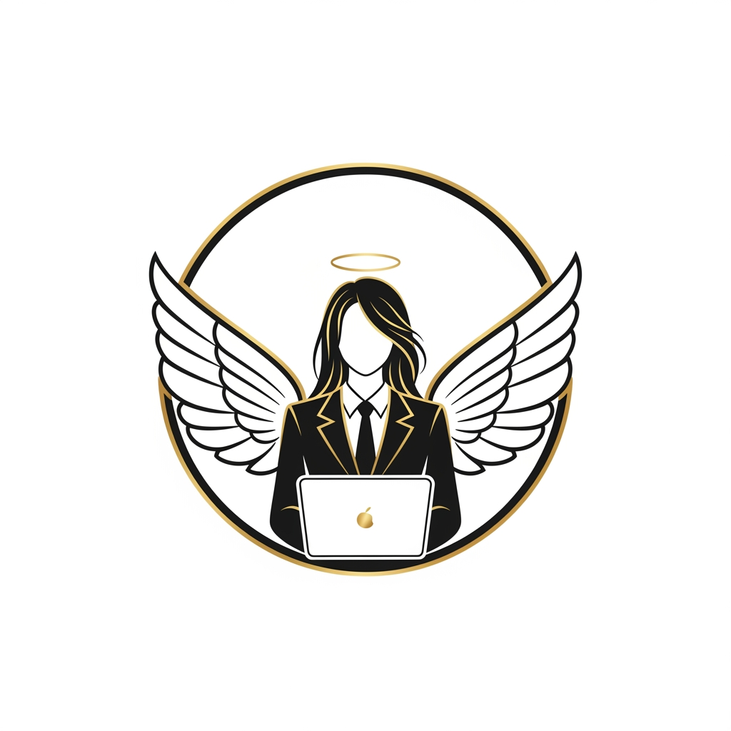 Logo PromptPremium Luxury Circular Logo Prompt

"Design a world-class luxury circular logo for a modern digital marketing brand that represents feminine leadership, creativity, intelligence, confidence, innovation, and empowerment. The logo must be perfectly enclosed within a clean circular emblem, creating a timeless, premium brand identity.

At the center, feature an elegant abstract female silhouette wearing a tailored professional blazer, symbolizing leadership and success. She should have long, flowing hair that naturally blends into a pair of beautifully stylized minimalist wings, representing freedom, ambition, vision, and limitless growth. The face should remain minimal and sophisticated, with no detailed facial features.

Subtly integrate a sleek modern laptop into the composition, positioned naturally in front of her as if she is confidently working or creating. The laptop should symbolize digital marketing, strategy, innovation, technology, and entrepreneurship without overpowering the design.

Behind or beneath the silhouette, delicately incorporate a blooming lotus using negative space to represent growth, transformation, purity, and resilience. A subtle halo or minimalist crown may be integrated above the head to symbolize excellence, confidence, and achievement.

Arrange every element with perfect balance and symmetry inside the circular frame. The composition should feel elegant, clean, and luxurious with smooth flowing curves, geometric harmony, and intelligent use of negative space. Every element should connect seamlessly, forming one unified premium emblem rather than separate objects.

Style Requirements:

Luxury feminine branding
Minimalist flat vector design
Premium logo suitable for global branding
Black and metallic gold color palette
Thin elegant line work with bold iconic silhouette
Perfectly symmetrical circular composition
Transparent background
No text
No gradients
No shadows
No 3D effects
No cartoon style
No clipart
No unnecessary decorative elements
Highly memorable, scalable, SVG-ready
Suitable for websites, business cards, social media, merchandise, and premium brand identity
Inspired by luxury brands, modern technology, fashion elegance, and award-winning logo design."
"The logo should immediately communicate: 'A confident woman leading in the digital world.' The wings should elegantly wrap around the circle, the flowing hair should naturally transition into the wings, the laptop should be seamlessly integrated into the silhouette, and the overall emblem should resemble a luxury fashion house logo rather than a typical business logo. Every curve should feel intentional, elegant, balanced, and iconic.",I DONT NEED THAT LOTUS THEN THAT CIRCLE UH HAVE ADDED IS TOO SIMPLER