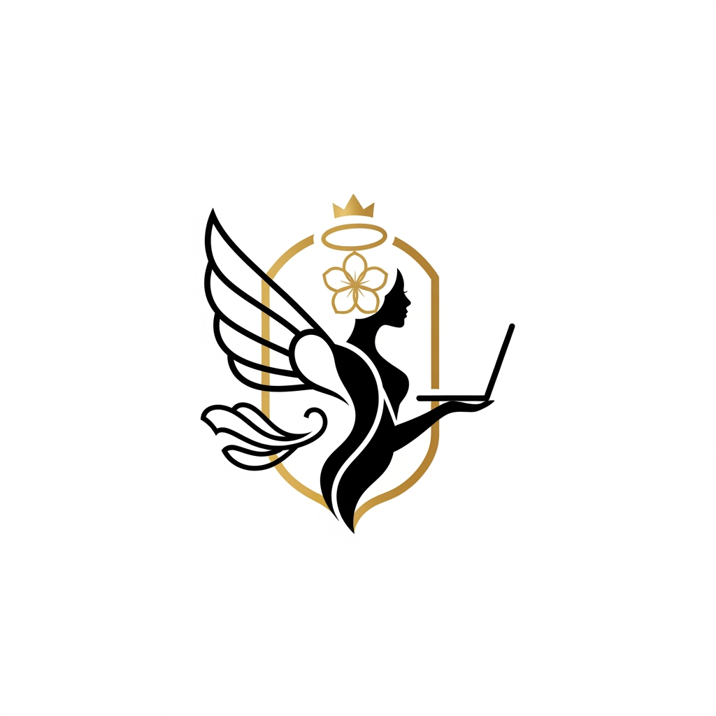 Logo Prompt
"Design a premium, minimalist, elegant logo that symbolizes the strength, grace, confidence, and empowerment of a girl/woman. Create an abstract feminine emblem instead of a literal illustration. The symbol should subtly combine elements such as delicate wings, a graceful female silhouette, flowing curves, a blooming flower, and a small crown or halo to represent freedom, ambition, beauty, and inner power. The design must feel luxurious, modern, and sophisticated with clean geometric lines, balanced symmetry, and a memorable icon suitable for branding. Use a black and gold color palette (or monochrome black for versatility). Flat vector style, negative space techniques, premium brand identity, no gradients, no cartoon effects, no clipart, no excessive details, no text, transparent background, high-end fashion and luxury aesthetic, scalable SVG-style logo, award-winning branding quality."
Alternative (Luxury Angel-Inspired)
"Create an elegant luxury logo featuring an abstract feminine silhouette with beautifully stylized wings. The wings should appear artistic and minimal rather than realistic, symbolizing freedom, dreams, confidence, and transformation. The face should not be detailed—only a graceful outline with flowing hair integrated into the wings. Use smooth curves, clean vector lines, perfect symmetry, and negative space. The logo should feel like a premium fashion, beauty, or lifestyle brand. Black and gold color palette, minimalist, timeless, sophisticated, iconic, flat vector, transparent background, no cartoon style, no gradients, no text."
If your brand is for girls' empowerment (recommended)
"Design a world-class luxury logo representing feminine strength, ambition, elegance, confidence, and freedom. Create a unique abstract emblem by blending a graceful female silhouette, upward wings, a subtle lotus, and flowing curves into one iconic symbol. The design should communicate empowerment, growth, resilience, and beauty without looking overly decorative. Minimalist vector logo with clean lines, balanced proportions, premium branding aesthetic, black and gold color palette, transparent background, scalable, memorable, modern luxury identity, no text, no mascot, no cartoon, no unnecessary details, suitable for a global brand."
These prompts will produce a logo that feels much more like a premium fashion or luxury brand rather than a cute or childish design. CAN SHE HAVE LAPTOP TOO