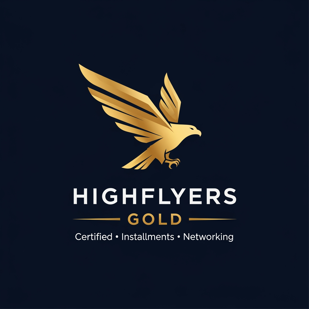 AI Design for I WANT MY LOGO FOR MY TEAM HIGHFLYERS WE DEAL IN GOLD WE BENEFIT OUR CLIENTS WE ARE LEGALLY CERTIFIED WE MAKE GOLD IN INSTALLMENTS WE ARE NETWORKING BUIESNESS