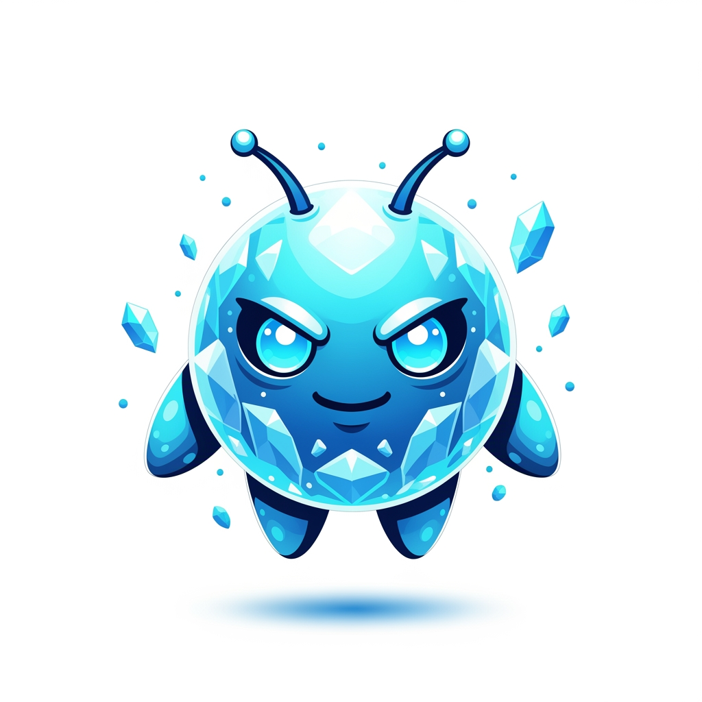 AI Design for Create an iconic premium mascot logo for a professional gaming marketplace.
Design a perfectly round mythical guardian with a clean spherical body, tiny floating arms, short legs, and two small antennae.
The mascot should feel ancient, legendary, and incredibly powerful while remaining adorable.
Its face must instantly communicate confidence, intelligence, mystery, and calm dominance.
Large glowing crystal-blue eyes.
Small confident smile.
Friendly but untouchable.
The body appears to be forged from magical crystal energy with luminous cyan, sky blue, ice blue, and white gradients.
Glossy crystal reflections.
Soft bloom.
Premium rim lighting.
Floating magical particles.
Elegant energy aura.
Style:
Premium mascot logo
AAA game branding
Luxury mobile game icon
Bold silhouette
Vector-inspired
Soft 3D
Minimal details
Extremely memorable
Highly recognizable
Perfect favicon
Perfect app icon
Professional esports branding
Transparent background.