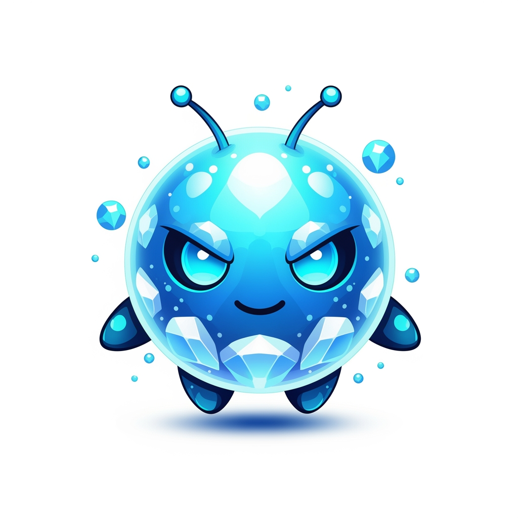 AI Design for Create an iconic premium mascot logo for a professional gaming marketplace.
Design a perfectly round mythical guardian with a clean spherical body, tiny floating arms, short legs, and two small antennae.
The mascot should feel ancient, legendary, and incredibly powerful while remaining adorable.
Its face must instantly communicate confidence, intelligence, mystery, and calm dominance.
Large glowing crystal-blue eyes.
Small confident smile.
Friendly but untouchable.
The body appears to be forged from magical crystal energy with luminous cyan, sky blue, ice blue, and white gradients.
Glossy crystal reflections.
Soft bloom.
Premium rim lighting.
Floating magical particles.
Elegant energy aura.
Style:
Premium mascot logo
AAA game branding
Luxury mobile game icon
Bold silhouette
Vector-inspired
Soft 3D
Minimal details
Extremely memorable
Highly recognizable
Perfect favicon
Perfect app icon
Professional esports branding
Transparent background.