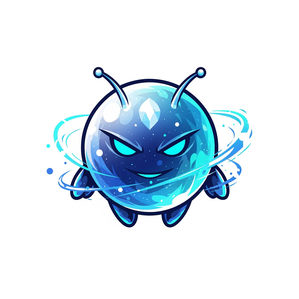 AI Design for Create a world-class mascot logo representing a celestial spirit from another dimension.
Perfectly spherical body.
Tiny floating limbs.
Small antennae.
The mascot radiates infinite magical energy.
Sharp glowing cyan eyes.
Confident mysterious smile.
Its body emits soft cosmic light with crystal gradients and divine blue energy.
Use luminous ice blue, cyan, azure, turquoise, and white.
Luxury glossy finish.
Smooth gradients.
Clean silhouette.
Minimal geometry.
Premium icon design.
Soft 3D.
Modern branding.
Legendary companion.
Iconic esports mascot.