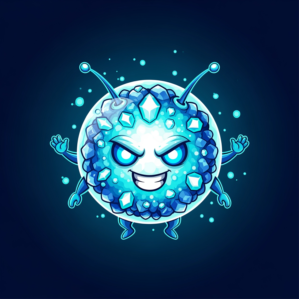 AI Design for Design a premium mascot logo that looks like a living magical energy core.
Perfect spherical body.
Tiny floating hands.
Tiny legs.
Two small antennae.
The mascot appears to be made from condensed crystal energy.
Brilliant glowing blue eyes.
Fearless smile.
Ancient intelligence.
Infinite hidden power.
Bright cyan gradients.
Crystal blue.
White highlights.
Glossy magical reflections.
Elegant aura.
Floating light particles.
Subtle bloom.
Premium lighting.
Minimal.
Iconic.
Bold.
Vector-ready.
Luxury esports branding.
Professional game marketplace logo.