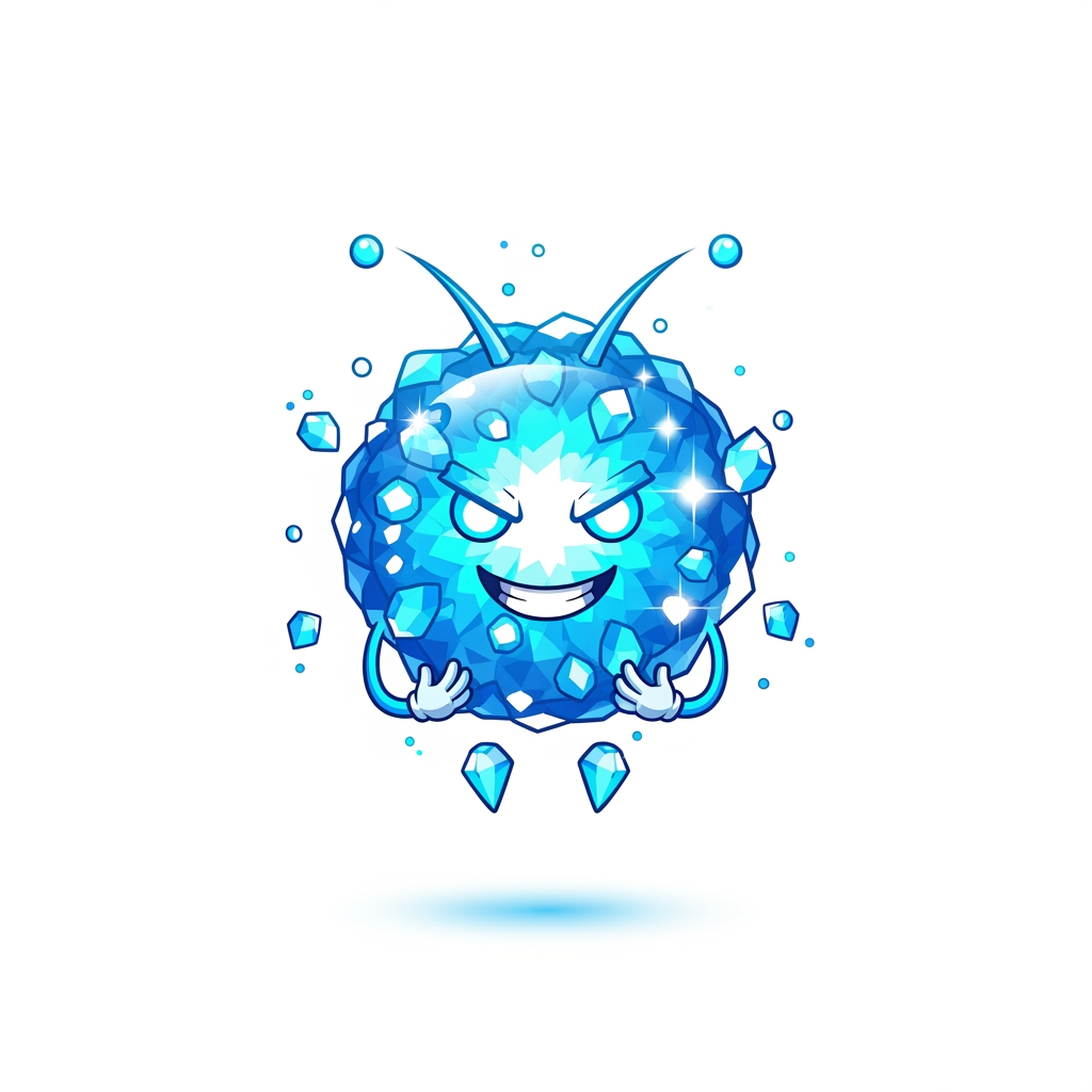AI Design for Design a premium mascot logo that looks like a living magical energy core.
Perfect spherical body.
Tiny floating hands.
Tiny legs.
Two small antennae.
The mascot appears to be made from condensed crystal energy.
Brilliant glowing blue eyes.
Fearless smile.
Ancient intelligence.
Infinite hidden power.
Bright cyan gradients.
Crystal blue.
White highlights.
Glossy magical reflections.
Elegant aura.
Floating light particles.
Subtle bloom.
Premium lighting.
Minimal.
Iconic.
Bold.
Vector-ready.
Luxury esports branding.
Professional game marketplace logo.