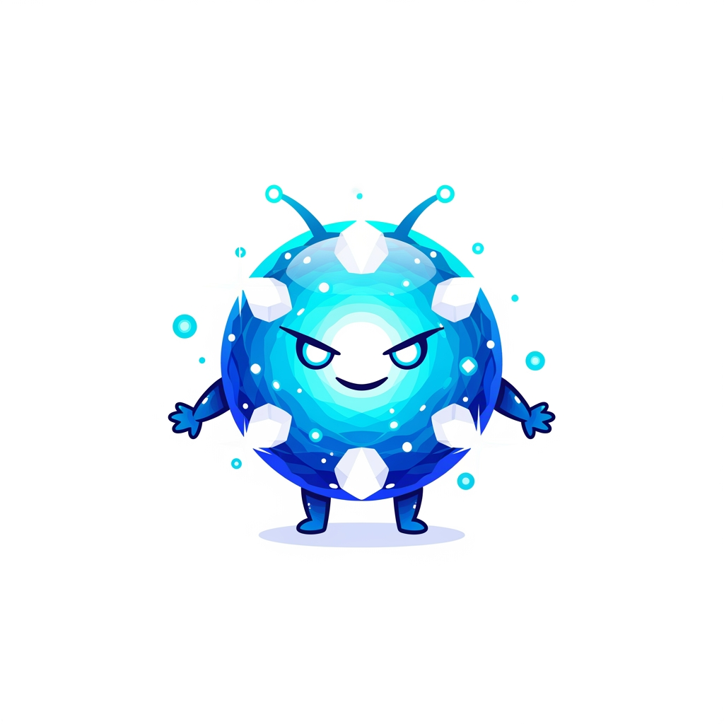 AI Design for Design a premium mascot logo that looks like a living magical energy core.
Perfect spherical body.
Tiny floating hands.
Tiny legs.
Two small antennae.
The mascot appears to be made from condensed crystal energy.
Brilliant glowing blue eyes.
Fearless smile.
Ancient intelligence.
Infinite hidden power.
Bright cyan gradients.
Crystal blue.
White highlights.
Glossy magical reflections.
Elegant aura.
Floating light particles.
Subtle bloom.
Premium lighting.
Minimal.
Iconic.
Bold.
Vector-ready.
Luxury esports branding.
Professional game marketplace logo.