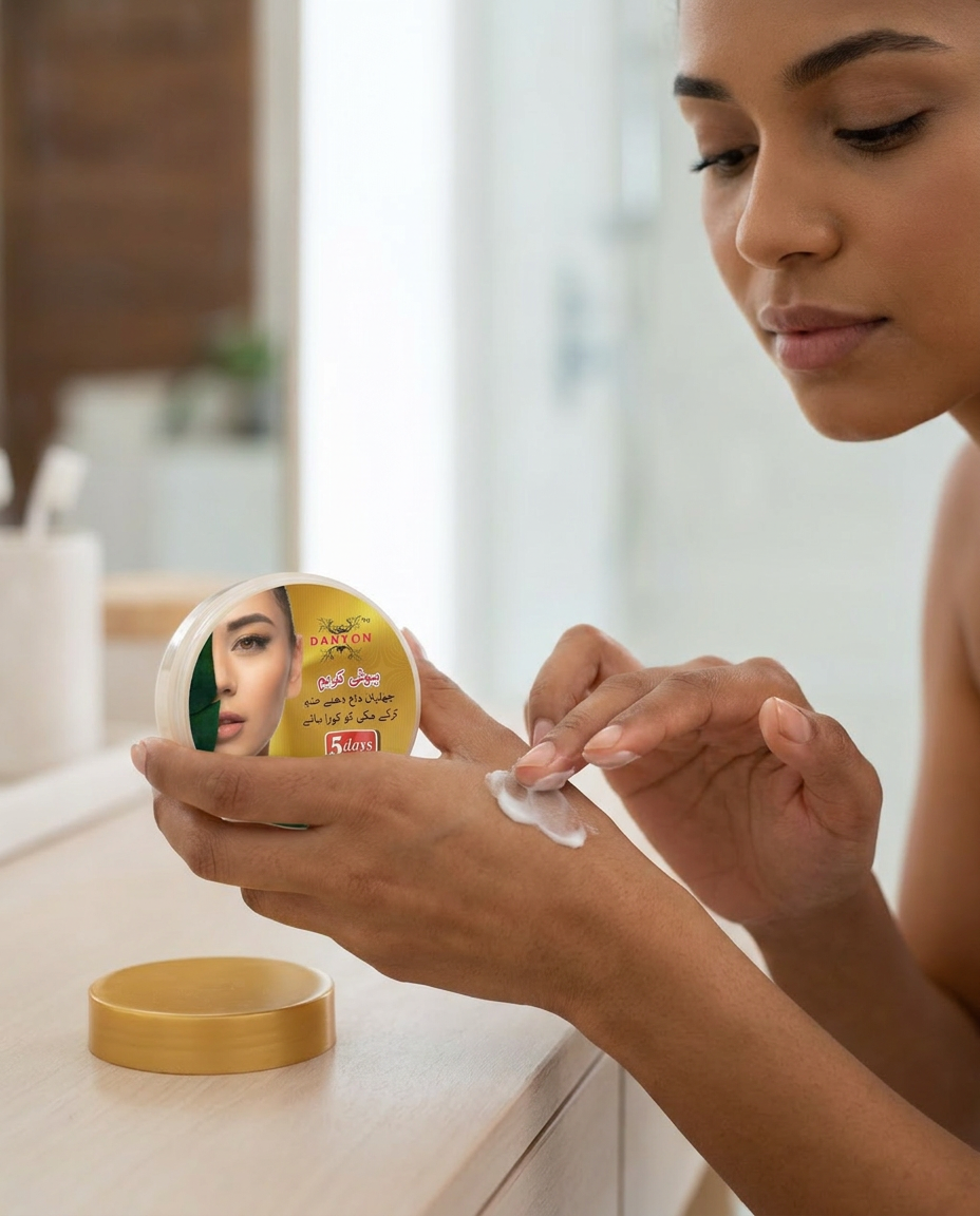AI Design for Use model and showcase on self a woman check this cream open cap