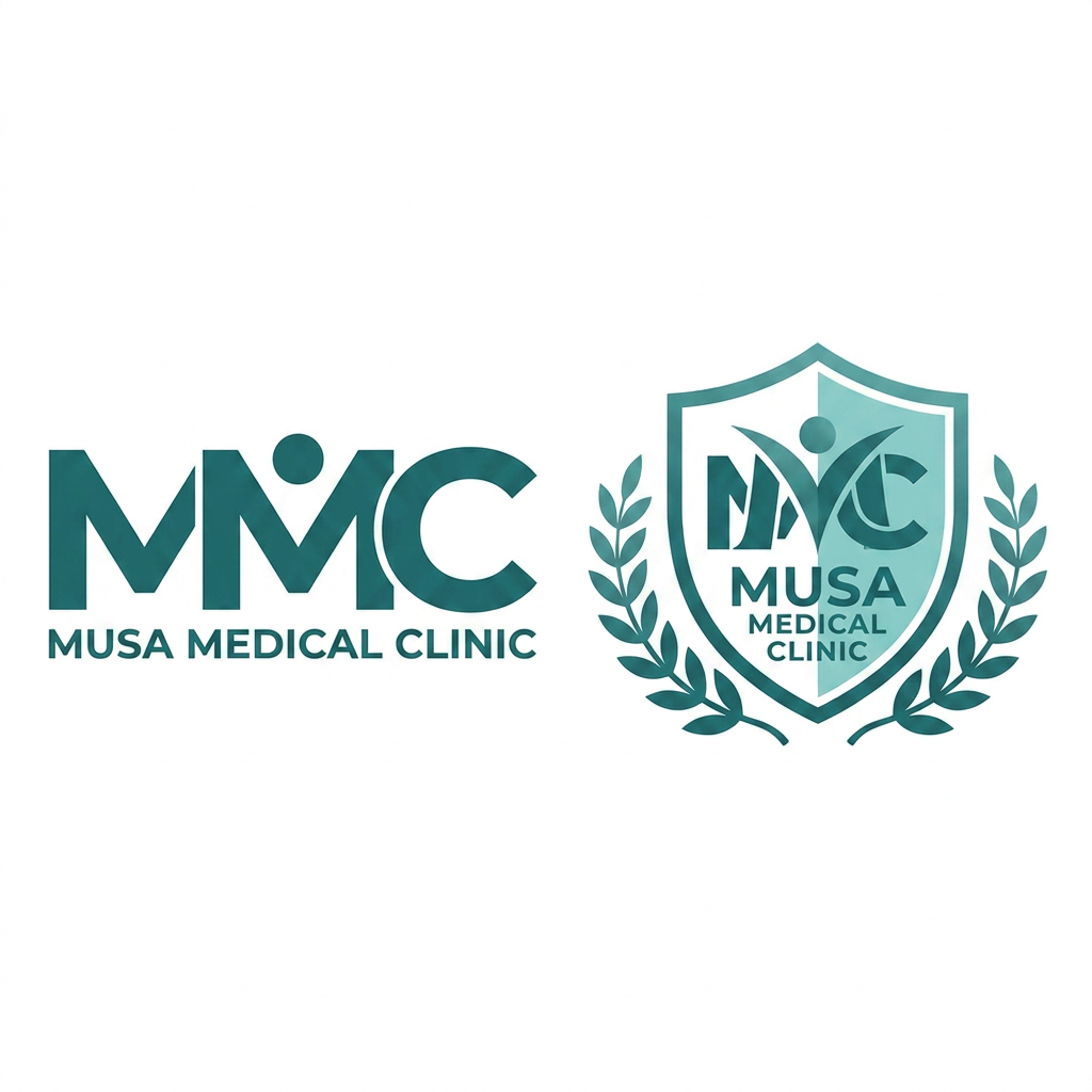 AI Design for Create this type of logo brand Name "MMC" Musa Medical Clinic