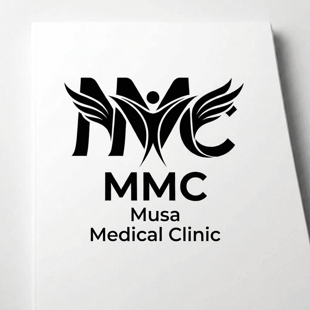 AI Design for Create this type of logo brand Name "MMC" Musa Medical Clinic