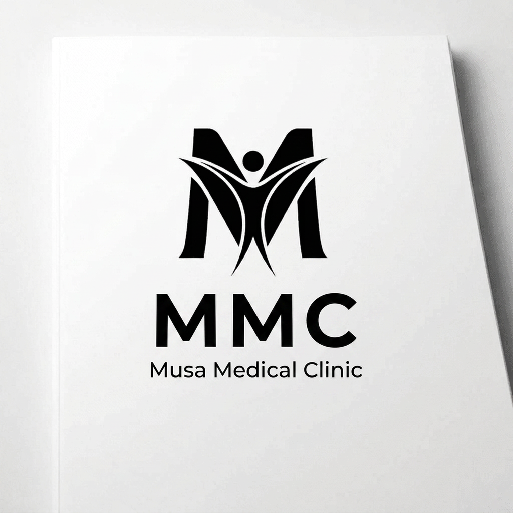 AI Design for Create this type of logo brand Name "MMC" Musa Medical Clinic
